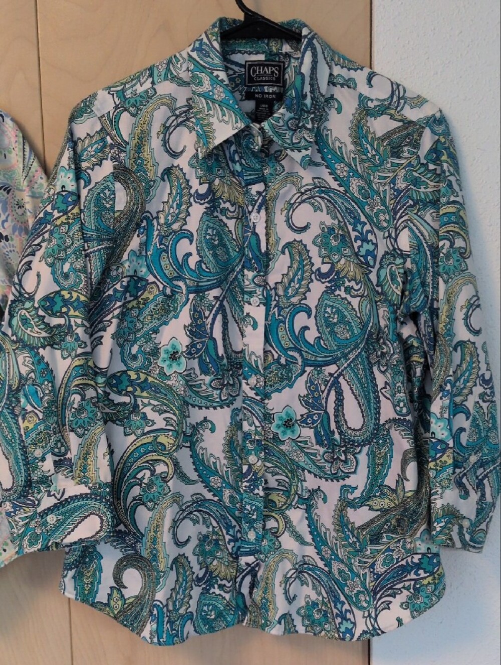 2 Chap's  3/4 Sleeve Blouses - Large, No Iron, All Cotton - Picture 2 of 10